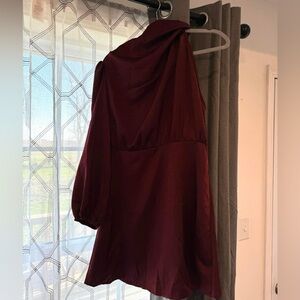 Maroon Satin Dress